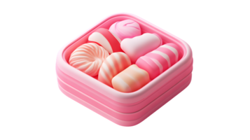 Delightful Sweets in a Pink Container A Tempting Display of Candy for Dessert and Snack Enthus png