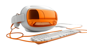 Futuristic Computer Helmet with Keyboard Innovative Technology for Virtual Reality and Gaming png
