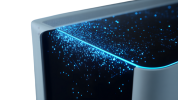 Futuristic Device with Blue Sparkling Lights and Sleek Design for Technology and Innovation Con png