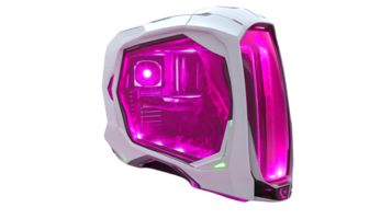 Futuristic Gaming Computer Case with Pink LED Lighting and Modern Design for Tech Enthusiasts png