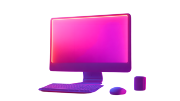 Futuristic Neon Computer Setup with Keyboard Mouse and Speaker Modern Tech Design for Digit png