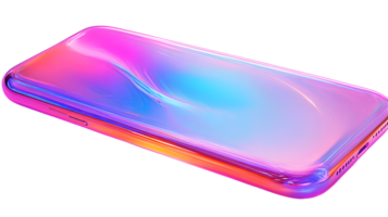 Futuristic Smartphone with Vibrant Gradient Colors and Sleek Design Ideal for Technology and I png