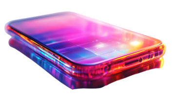 Futuristic Smartphone with Neon Lights and Transparent Design HighTech Device Modern Technol png