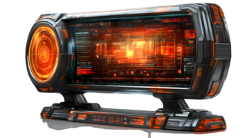 Futuristic Technology Interface Display SciFi Computer Screen with Orange Glowing Lights png