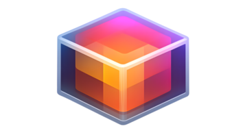 Vibrant Gradient Cube with Layered Design for Creative Projects and Modern Graphics png