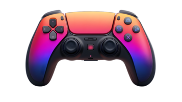 Vibrant Gradient Game Controller with Illuminated Buttons and Joysticks for Gaming Enthusiasts png