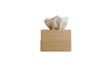 Wooden Tissue Box with White Tissues Minimalist Design for Home and Office Use Clean and Mode png