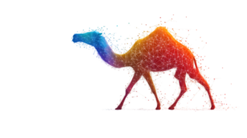 Abstract Polygonal Camel with Vibrant Colors and Dynamic Splash Effect png