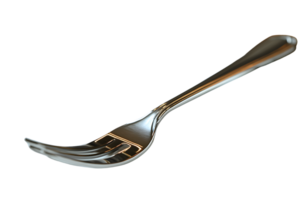 Elegant Metallic Fork with Reflective Surface on Transparent Background png