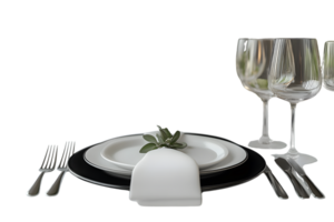 Elegant Table Setting with Fine Dining Elements and Glassware for Luxury Events png