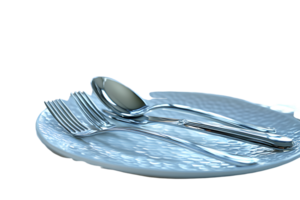 Elegant Table Setting with Silverware on a Textured Plate png