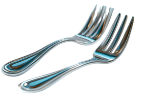 Shiny Metallic Forks on Black Background Perfect for Culinary Dining and Tableware Design png