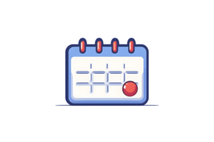 A calendar icon with a red dot symbolizing important dates and scheduling needs png