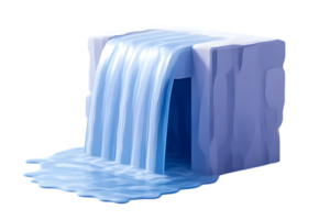 A cascading waterfall flowing from a cubic structure perfect for nature and design elements png
