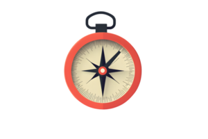 A classic compass design with a red border and black needle ideal for navigation and explorati png