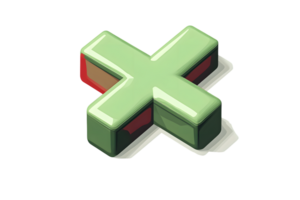 A vibrant green cross icon with a glossy finish ideal for digital interfaces and applications png