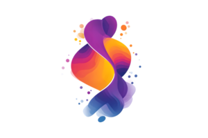 Abstract Colorful Swirl with Vibrant Gradient and Floating Dots Ideal for Creative Designs Mo png