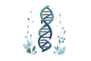 DNA Double Helix with Botanical Elements Science and Nature Fusion for Educational Medical a png