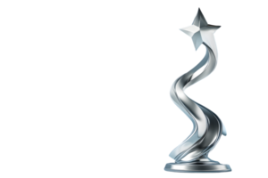 Elegant Silver Trophy with Star Design for Awards and Recognition png