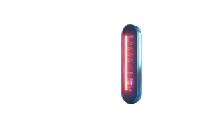 Futuristic Digital Thermometer Displaying Temperature Readings on a Black Background png
