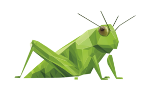 Geometric Green Insect Design with Sharp Edges and Vibrant Colors Ideal for NatureThemed Proj png