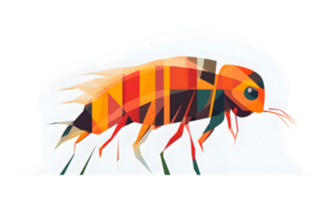 Geometric Insect Art Vibrant Abstract Design of a Bug with Bold Colors and Patterns png