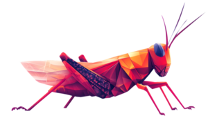 Geometric Insect Art Vibrant Low Poly Design of a Grasshopper with Bold Colors and Abstract Sh png