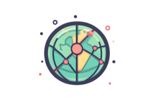 Global Network Connection A Vibrant Illustration of Interconnected Systems and Data Flow on a png