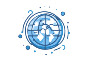 Global Network Icon with Blue Earth and Connected Dots Perfect for Technology Internet and C png