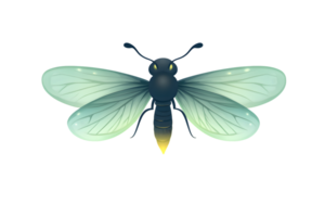 Insect with translucent wings and a glowing tail perfect for nature and fantasy themes png