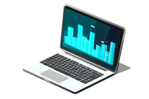 Laptop Displaying Vibrant Bar Graph Technology and Data Visualization Concept Modern Business png