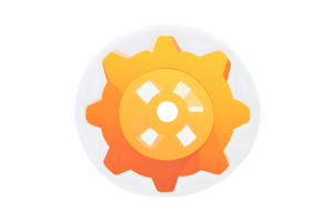 Mechanical Gear Icon with Gradient Colors and White Background for Technology and Design Projec png