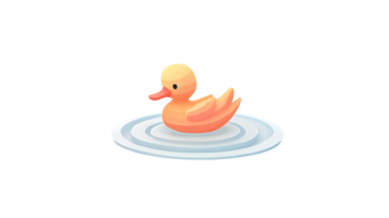 A playful rubber duck floating on water ripples perfect for fun and whimsical designs png
