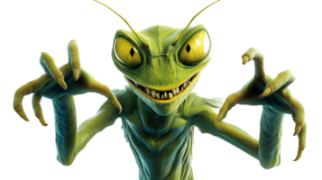 Animated Insectoid Creature with Expressive Features and Dynamic Pose for Creative Projects png