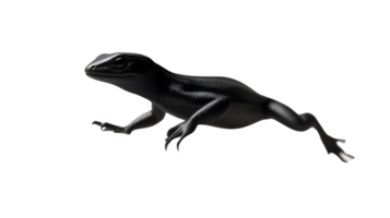 Black Reptile in Motion Detailed 3D Render of a Sleek Textured Creature with Dynamic Pose for png