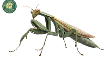 Detailed Illustration of a Praying Mantis with Intricate Wing Patterns and Naturalistic Feature png