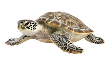 Detailed Illustration of a Sea Turtle with Intricate Shell Patterns and Naturalistic Features png