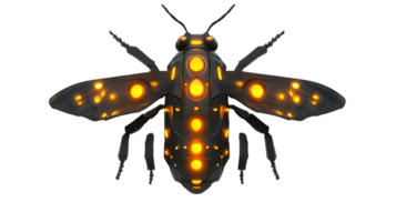 Futuristic Insect Design with Glowing Lights and Mechanical Elements for Technology and Science png