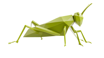 Geometric Insect Design Modern 3D Rendering of a Grasshopper with Abstract Shapes and Vibrant png