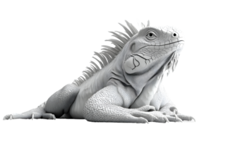 Monochrome Reptile with Intricate Scales and Spikes Perfect for Design Projects png