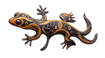 Stylized Gecko with Intricate Patterns and Vibrant Colors for Design Projects png