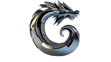 Stylized Metallic Dragon Logo with Intricate Design and Shiny Finish for Branding Marketing a png