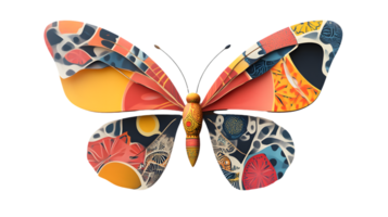 Vibrant Abstract Butterfly with Multicolored Wings and Intricate Patterns png