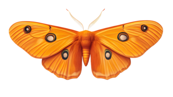 Vibrant Orange Moth with Intricate Wing Patterns Detailed Illustration for Nature and Wildlife png