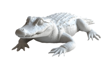 White Reptile Sculpture with Intricate Details and Expressive Features for Artistic and Design png