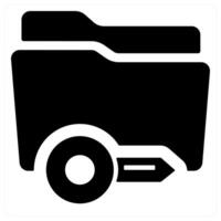 Folder Key and folder icon concept in black color vector