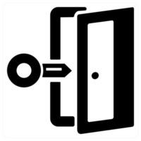 Door Key and enter icon concept in black color vector