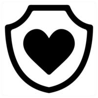 Favorite and shield icon in black color vector