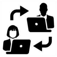 Duties Transfer and transfer icon concept in black color vector