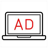 Laptop AD icon concept in red line color vector